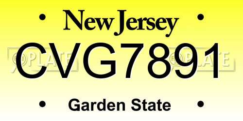 CVG7891 New Jersey License Plate