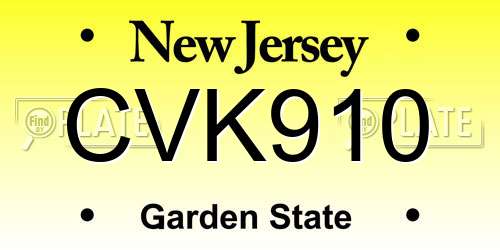 CVK910 New Jersey License Plate