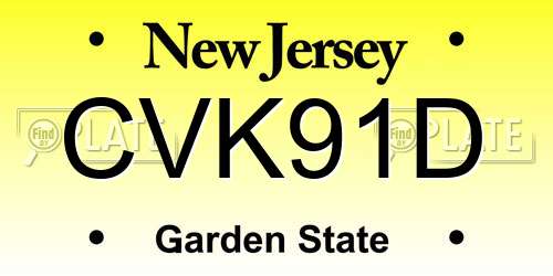 CVK91D New Jersey License Plate