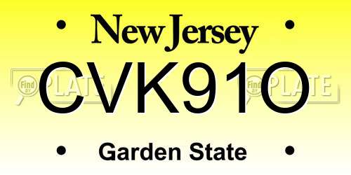 CVK91O New Jersey License Plate