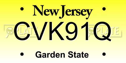 CVK91Q New Jersey License Plate