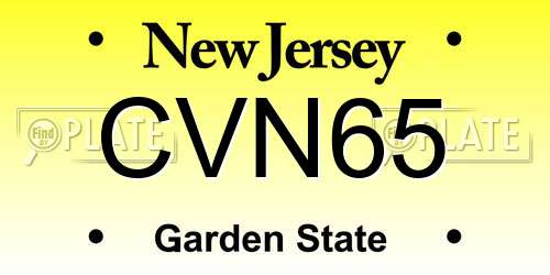 CVN65 New Jersey License Plate