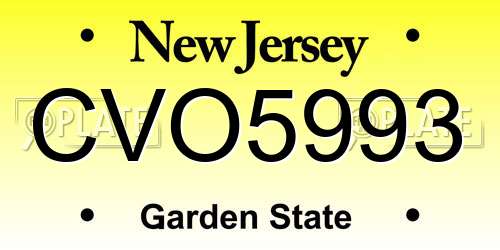 CVO5993 New Jersey License Plate