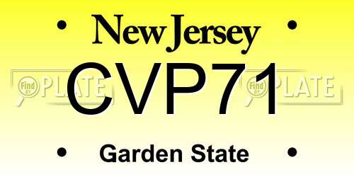 CVP71 New Jersey License Plate
