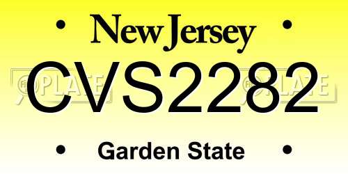 CVS2282 New Jersey License Plate