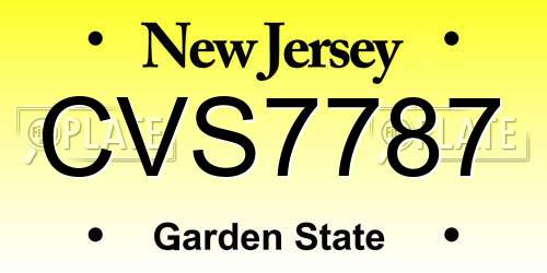 CVS7787 New Jersey License Plate