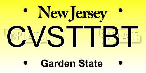 CVSTTBT New Jersey License Plate
