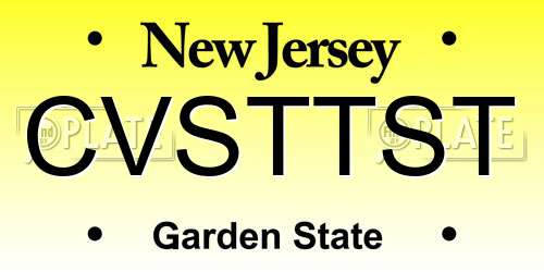 CVSTTST New Jersey License Plate
