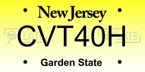 CVT40H New Jersey License Plate
