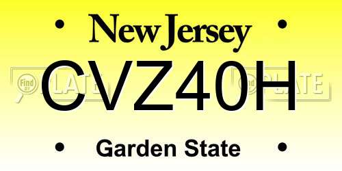 CVZ40H New Jersey License Plate