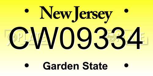 CW09334 New Jersey License Plate