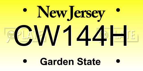 CW144H New Jersey License Plate