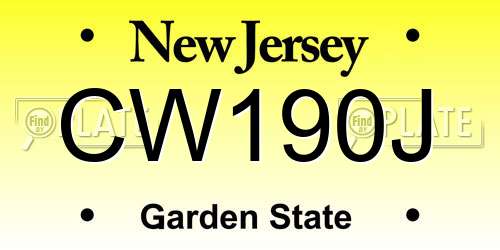 CW190J New Jersey License Plate