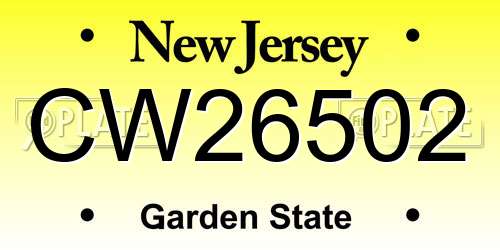 CW26502 New Jersey License Plate
