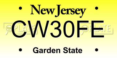 CW30FE New Jersey License Plate
