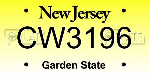 CW3196 New Jersey License Plate