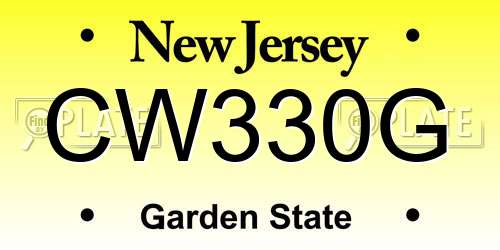 CW330G New Jersey License Plate