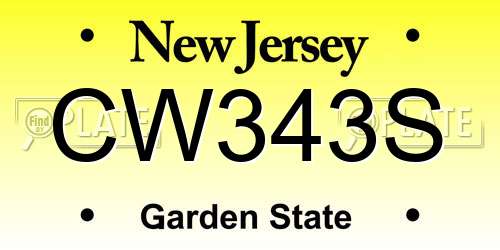 CW343S New Jersey License Plate