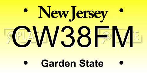 CW38FM New Jersey License Plate