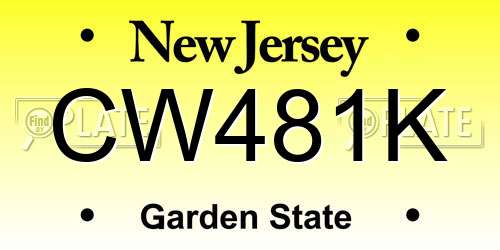 CW481K New Jersey License Plate