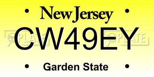 CW49EY New Jersey License Plate