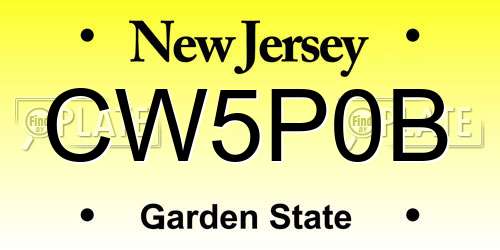CW5P0B New Jersey License Plate