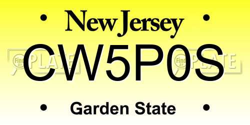 CW5P0S New Jersey License Plate