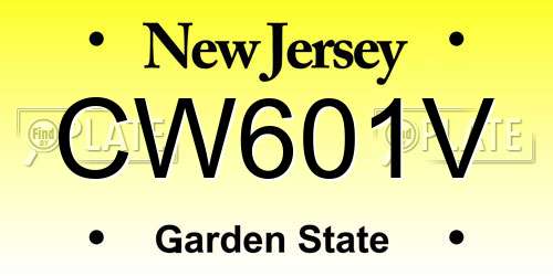 CW601V New Jersey License Plate