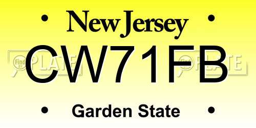 CW71FB New Jersey License Plate