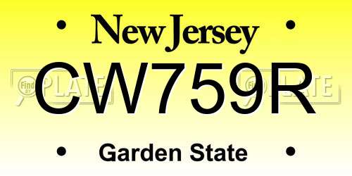 CW759R New Jersey License Plate