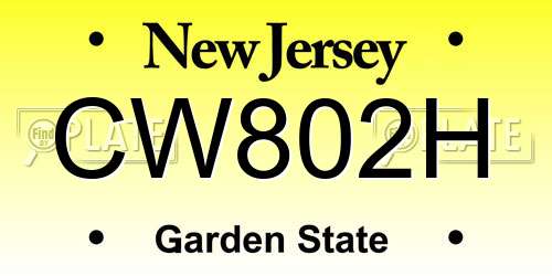 CW802H New Jersey License Plate