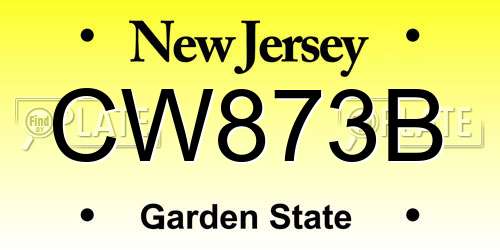 CW873B New Jersey License Plate