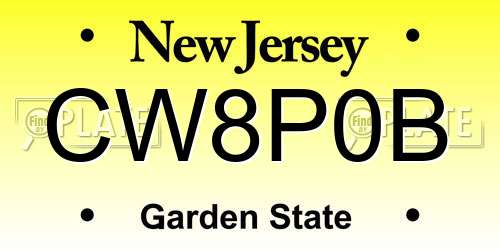 CW8P0B New Jersey License Plate