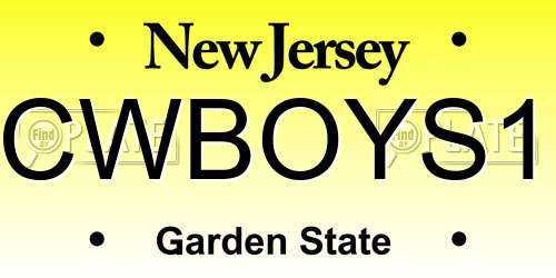 CWBOYS1 New Jersey License Plate