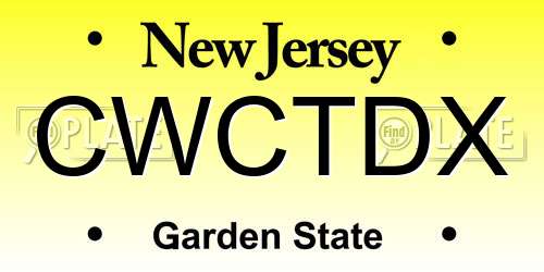 CWCTDX New Jersey License Plate