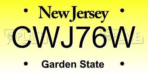 CWJ76W New Jersey License Plate