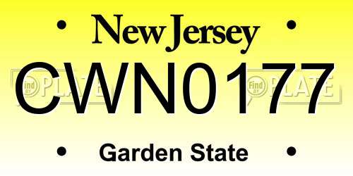 CWN0177 New Jersey License Plate