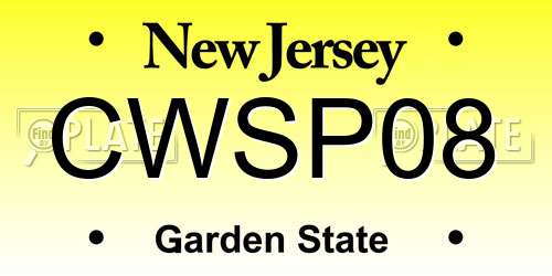 CWSP08 New Jersey License Plate