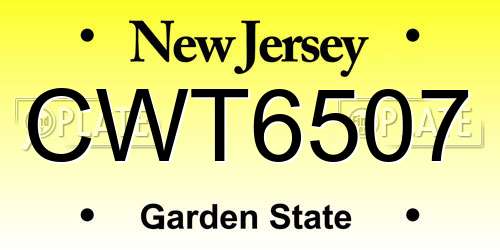 CWT6507 New Jersey License Plate