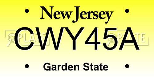CWY45A New Jersey License Plate