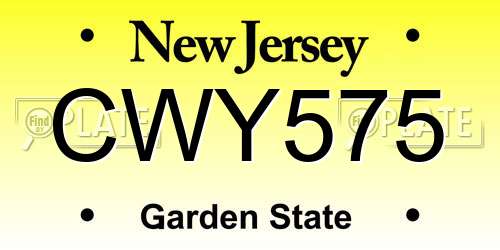CWY575 New Jersey License Plate