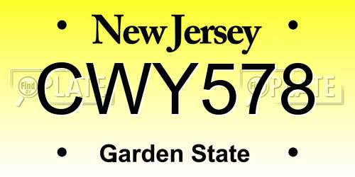 CWY578 New Jersey License Plate
