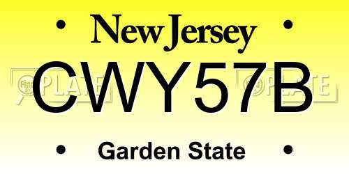 CWY57B New Jersey License Plate