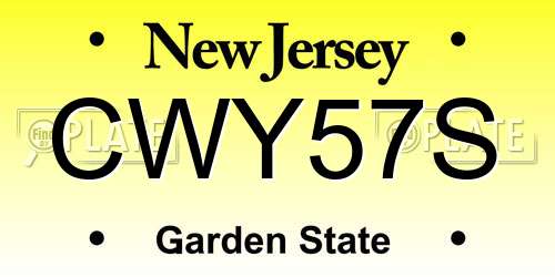 CWY57S New Jersey License Plate