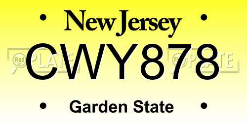 CWY878 New Jersey License Plate