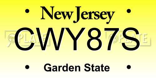 CWY87S New Jersey License Plate