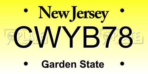 CWYB78 New Jersey License Plate