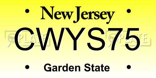 CWYS75 New Jersey License Plate