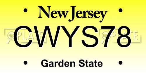 CWYS78 New Jersey License Plate
