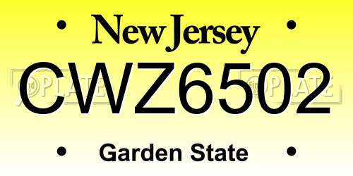 CWZ6502 New Jersey License Plate